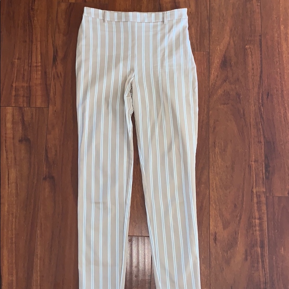 Tan and white striped pants